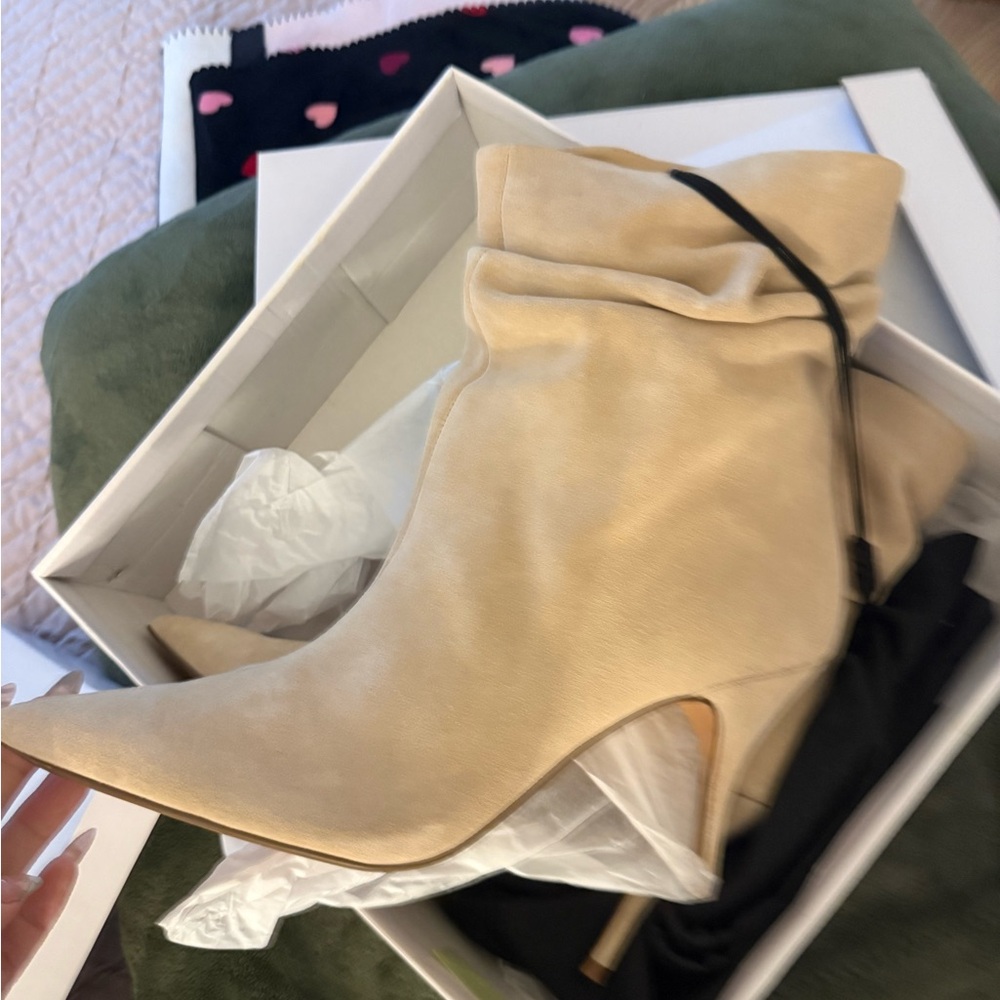 Express Beige Heeled Boots